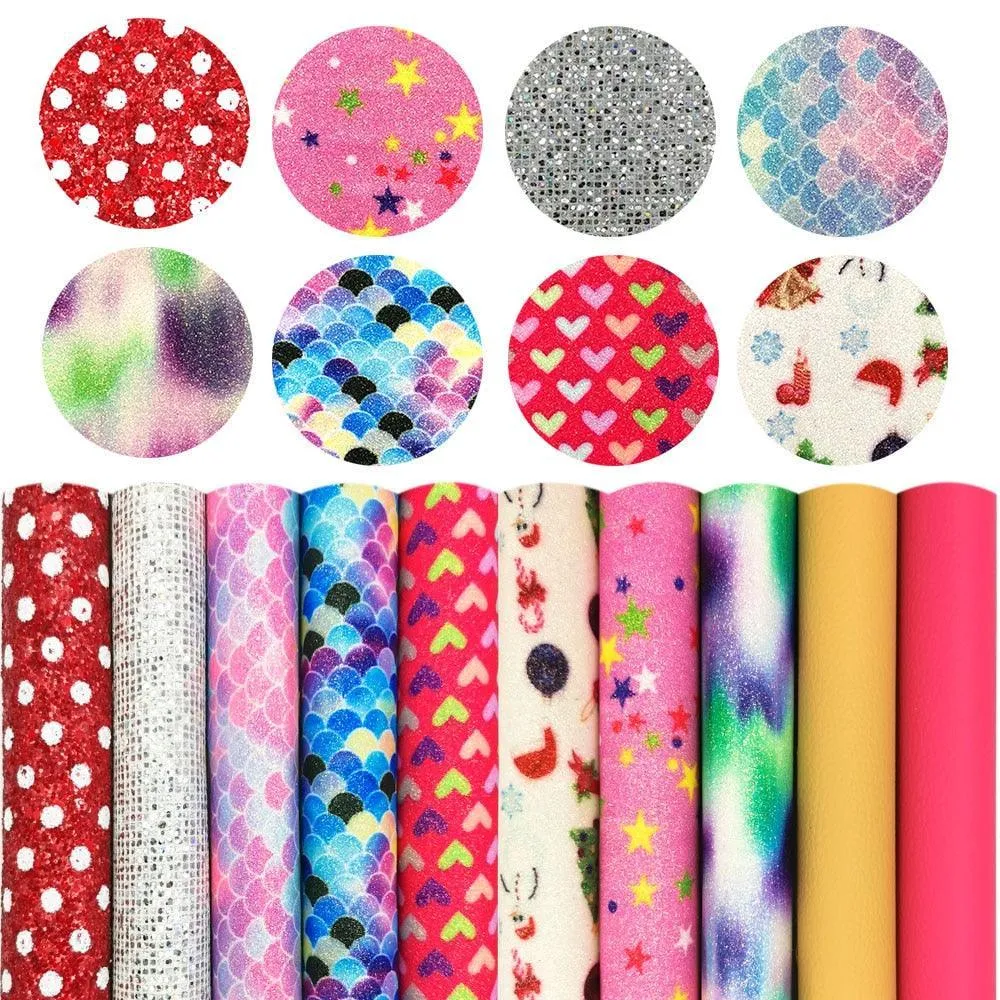 Chic Blossom Glitter Fabric Set: Luxe Materials for Stylish DIY Creations