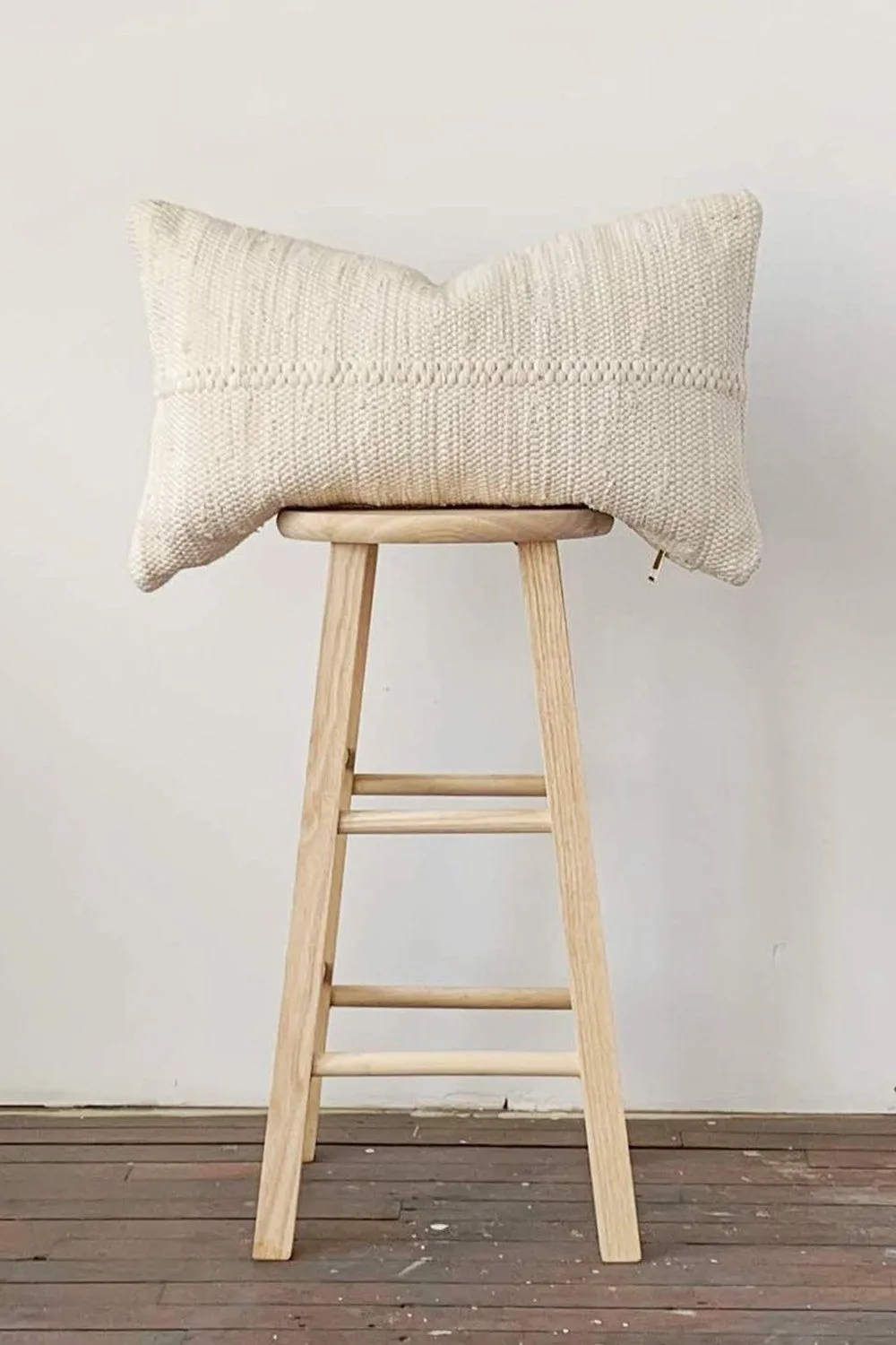 Chindi Handwoven Cotton Lumbar Pillow - Heavy Cream