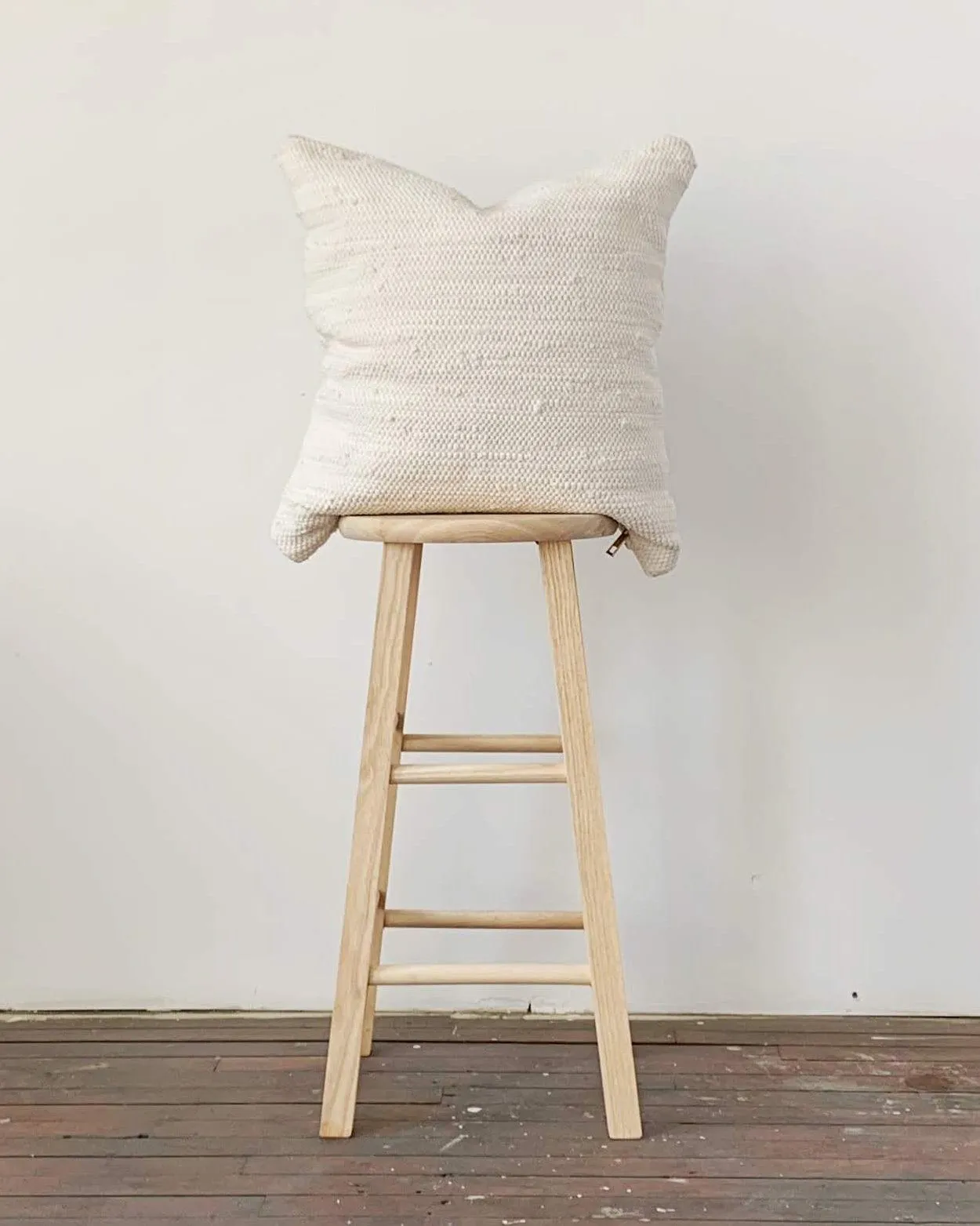 Chindi Handwoven Cotton Pillow - Heavy Cream