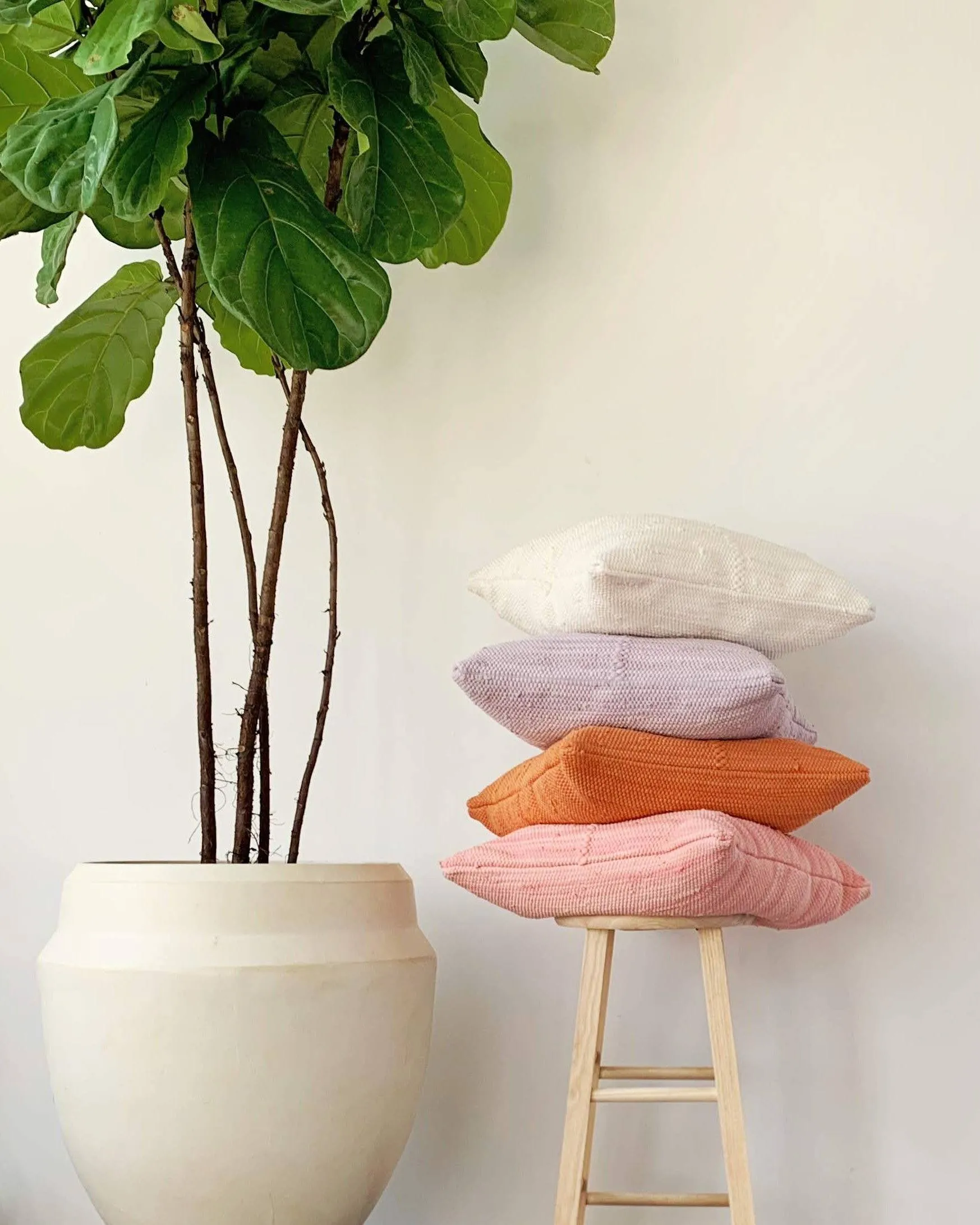 Chindi Handwoven Cotton Pillow - Heavy Cream