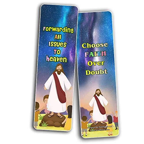 Christian Faith Bookmarks for Kids (30 Pack) - Handy Reminder About Believing For Them - Stocking Stuffers Adoration Devotional Bible Study - Church Ministry Supplies Classroom Teacher Incentive Gifts