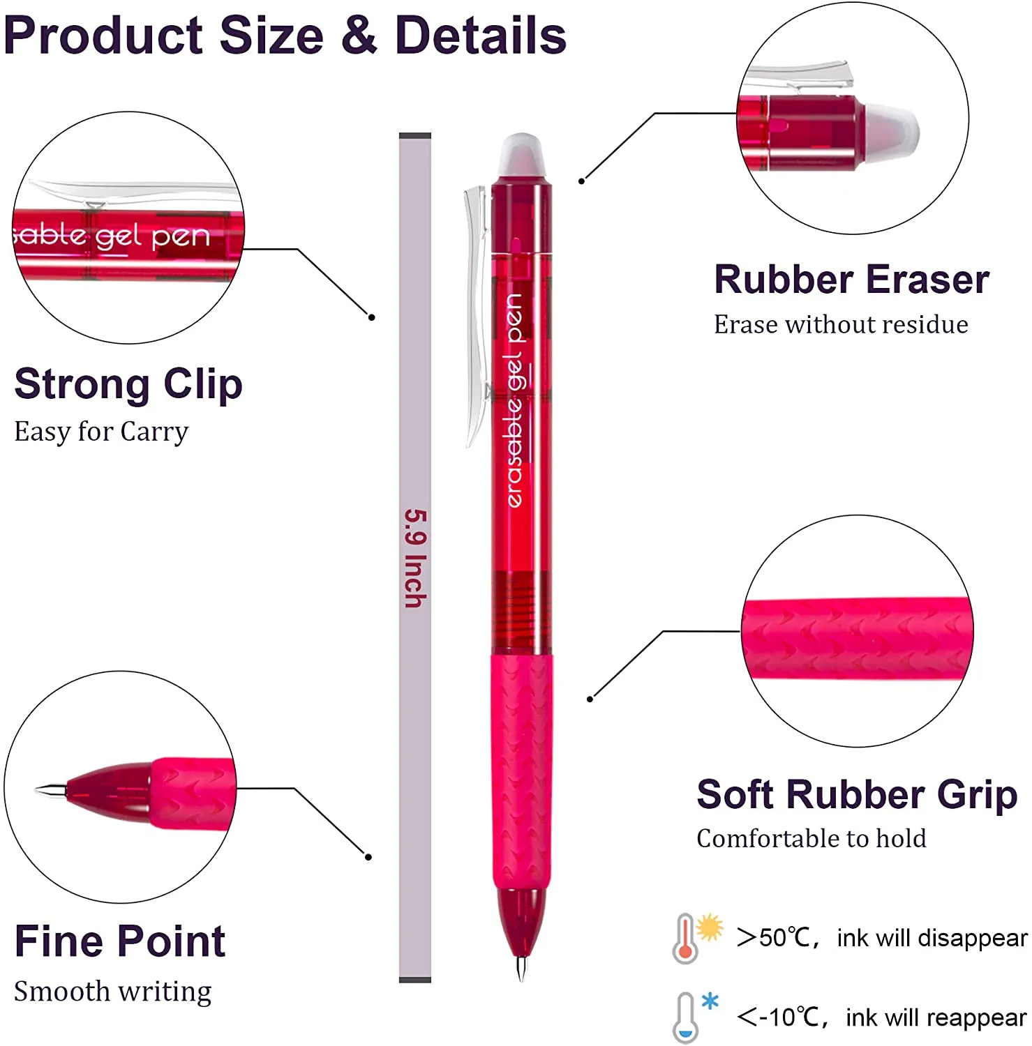Colored Erasable Gel Pens - Set of 15