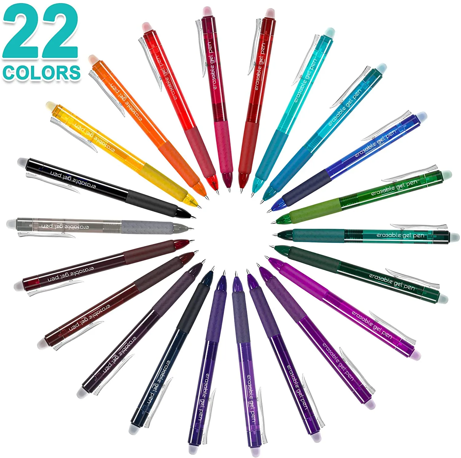 Colored Erasable Gel Pens - Set of 22