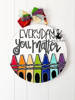 Colorful Crayon Round Doorhanger