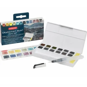 Derwent Graphitint Paint Pan Assorted Colours Set 12   Waterbrush
