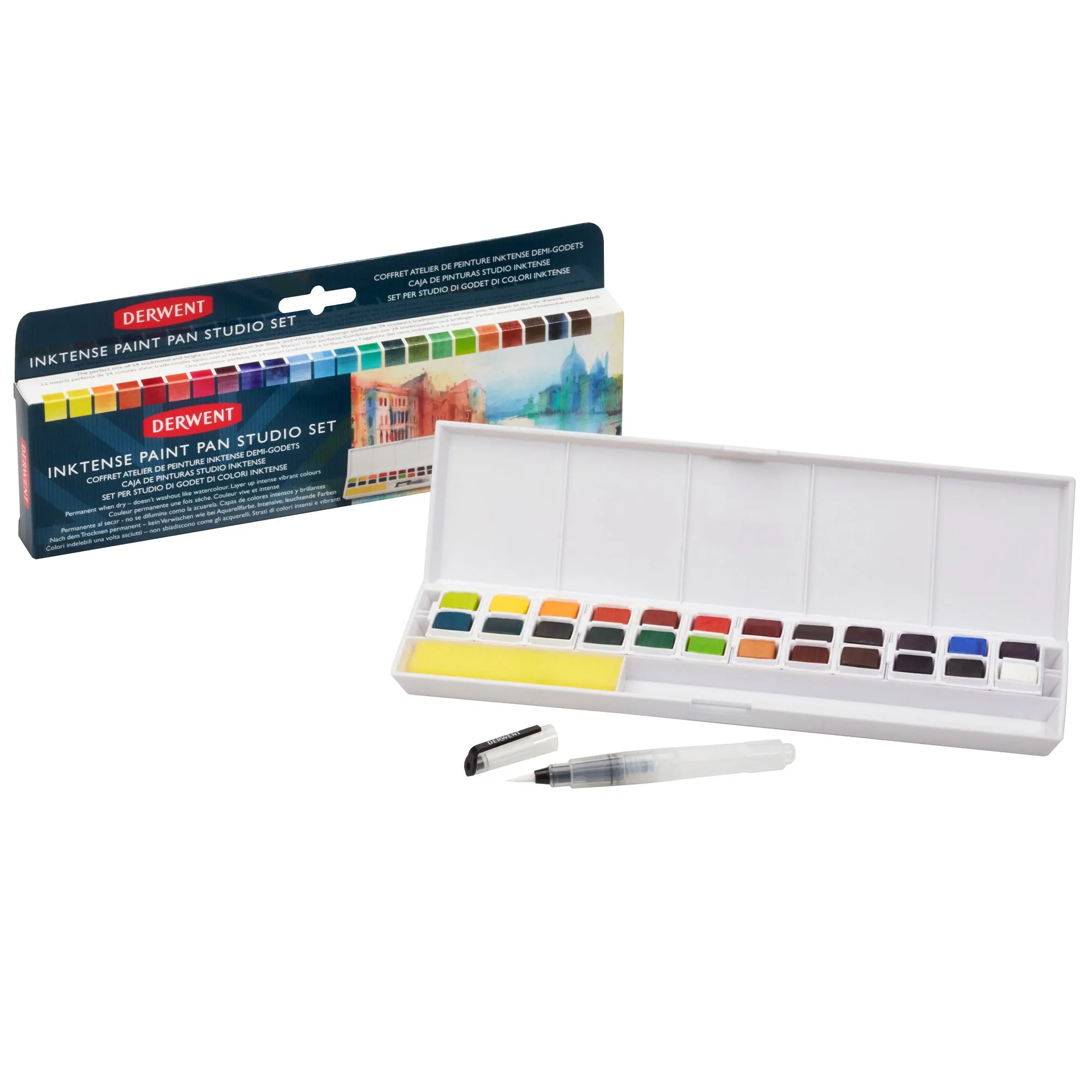 Derwent Inktense Paint Pan Studio Set - 24 Watercolour Paints