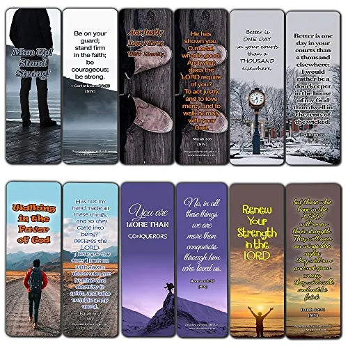 Devotional Bible Verses for Men Bookmarks (30 Pack) - Handy Life Changing Bible Texts and Quotes That Are Very Uplifting Perfect for Daily Devotional for Men