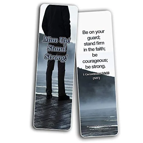 Devotional Bible Verses for Men Bookmarks (30 Pack) - Handy Life Changing Bible Texts and Quotes That Are Very Uplifting Perfect for Daily Devotional for Men