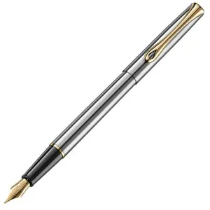 Diplomat Traveller Stainless Steel Gold Fountain Pen