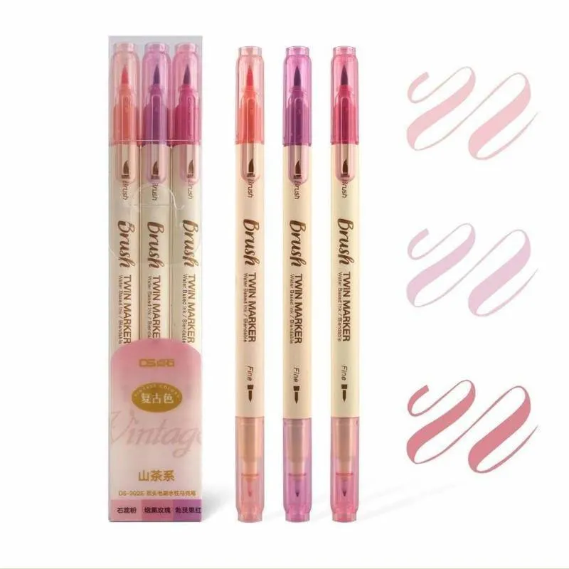 Dual-Tip Brush Pen Set - Vintage Twin Marker
