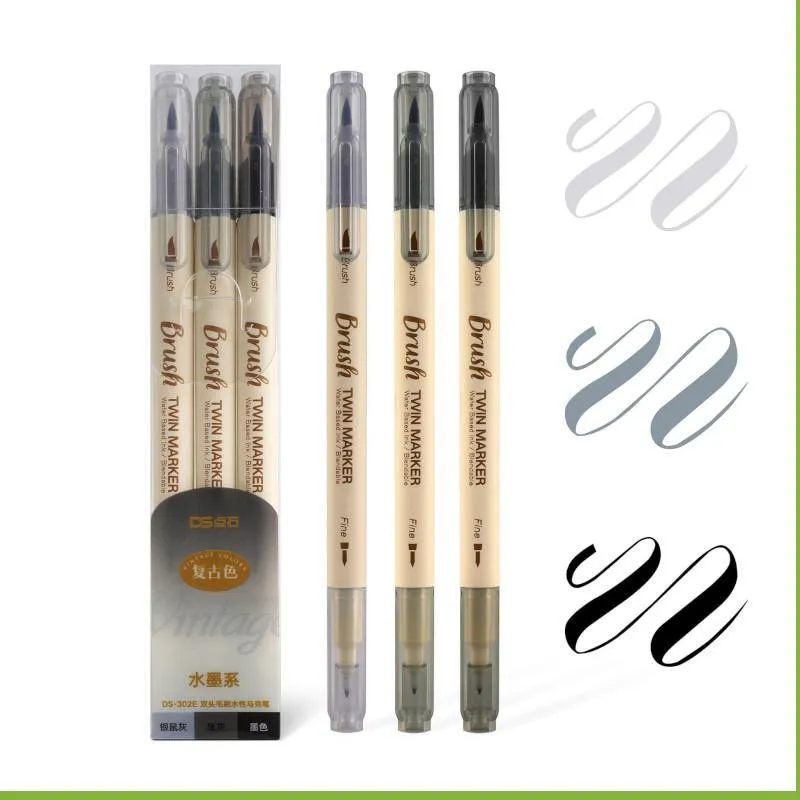 Dual-Tip Brush Pen Set - Vintage Twin Marker