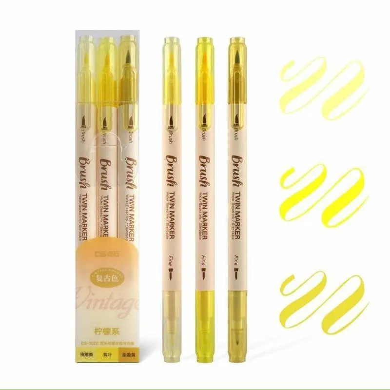 Dual-Tip Brush Pen Set - Vintage Twin Marker