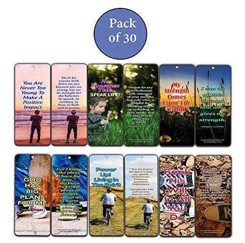 Encouraging Bible Verses For Teens Bookmarks (30 Pack) - Handy Reminders For Teens To Memorize