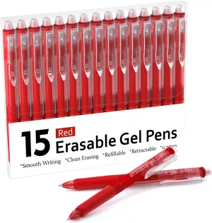 Erasable Gel Pens - Set of 15 Red