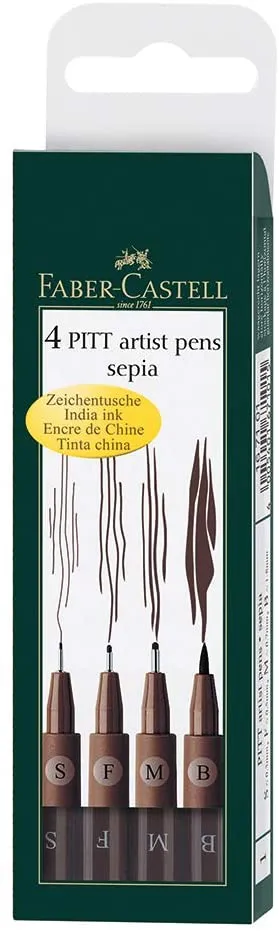 FABER-CASTELL PITT Artist Pen Sepia Asst Line Widths