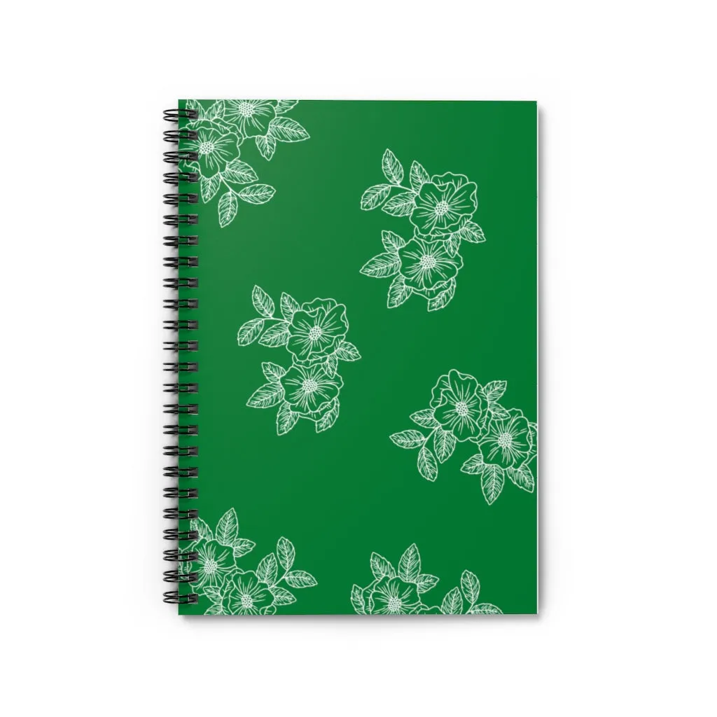 floral green/white Spiral Notebook - Ruled Line