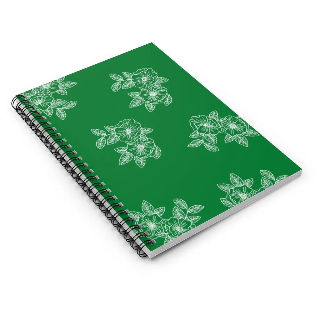 floral green/white Spiral Notebook - Ruled Line