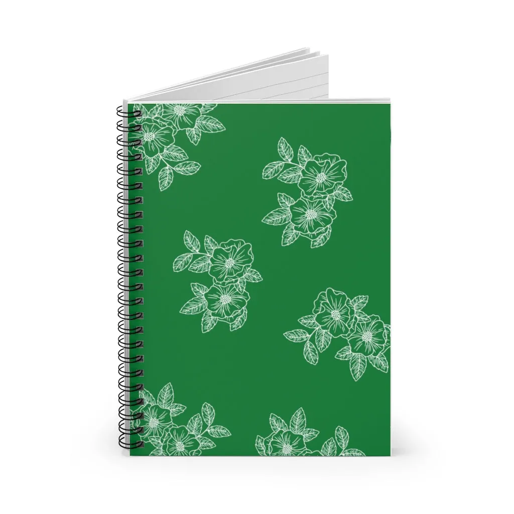 floral green/white Spiral Notebook - Ruled Line