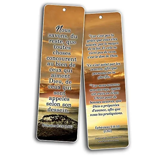 French Popular Bible Verse Bookmarks (30 Pack) - Handy Life Changing French Bible Texts