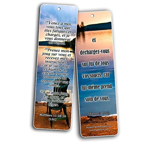 French Popular Bible Verse Bookmarks (30 Pack) - Handy Life Changing French Bible Texts