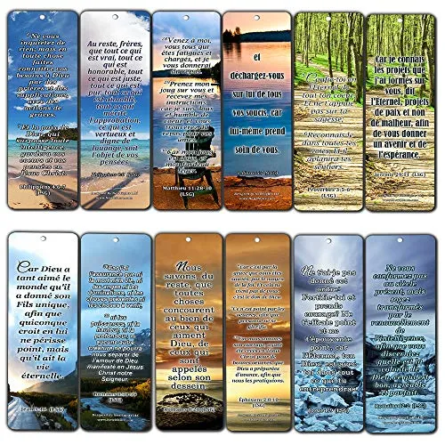French Popular Bible Verse Bookmarks (30 Pack) - Handy Life Changing French Bible Texts