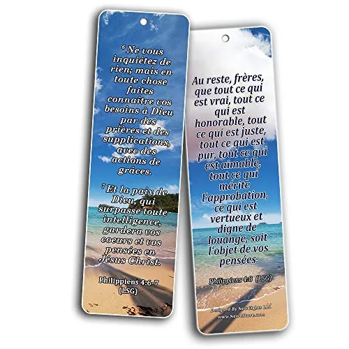 French Popular Bible Verse Bookmarks (30 Pack) - Handy Life Changing French Bible Texts