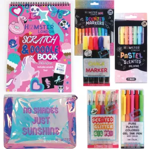 Hamster London Gift Hamper  Stationery Set Mix Unicorn   Fineliner   Scented Markers   Gel Pen   Crayon   Pouches   Key Chain