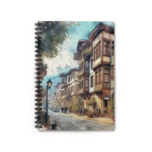 Historical and cultural street with a wooden house Spiral Notebook - Ruled Line