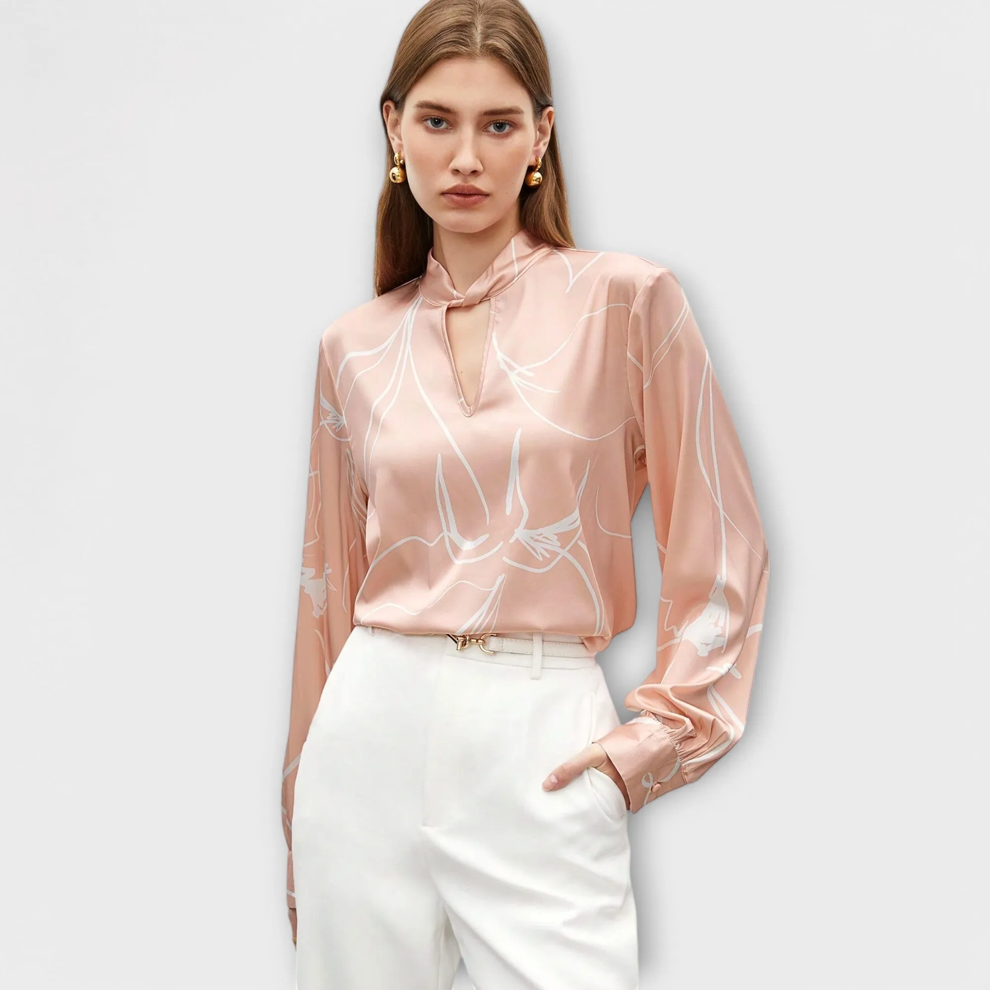 Ines Elegant Blouse with Line Pattern
