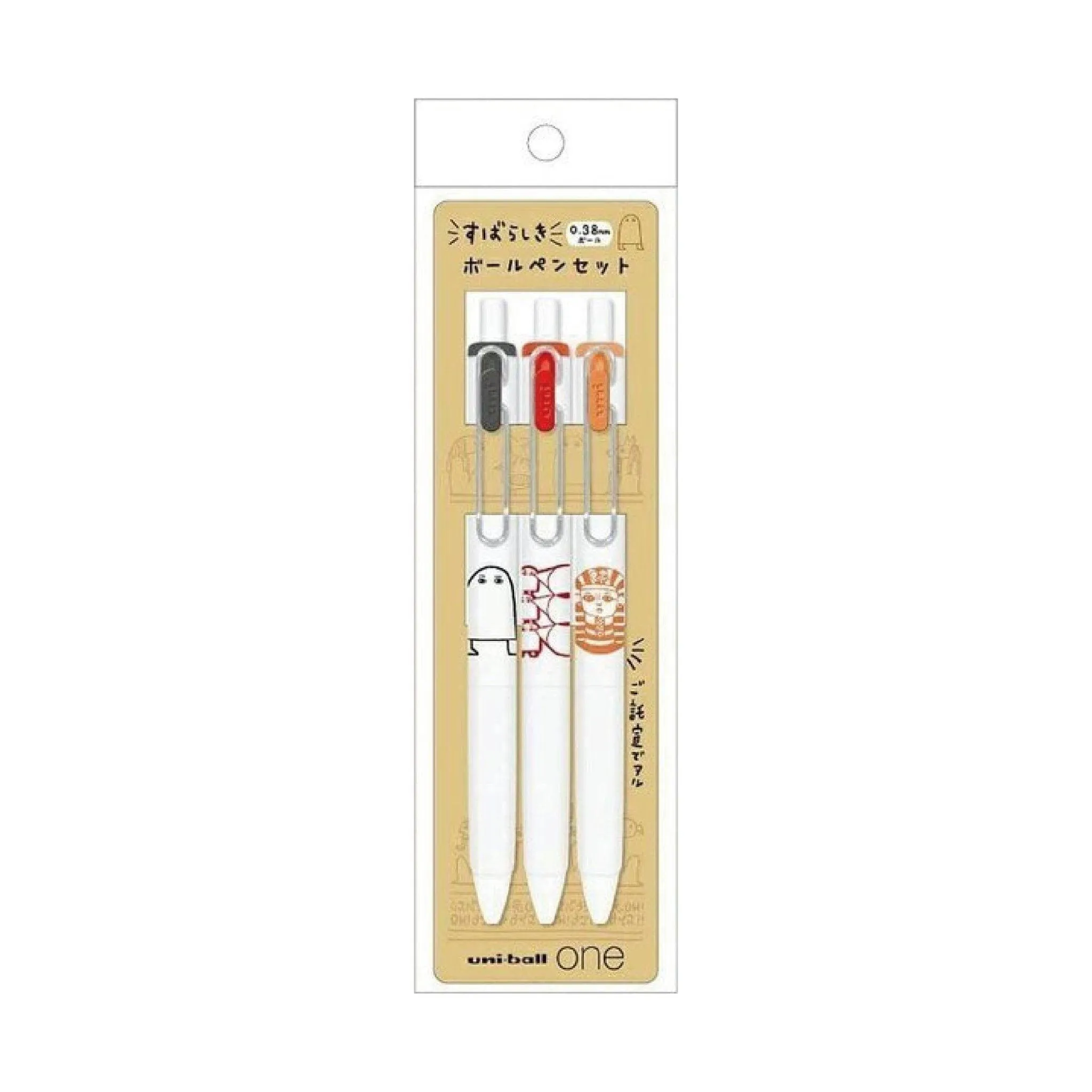KAMIO x UNI uni-ball one 0.38mm Ancient Egypt Giant Buddha Earth Doll Wonderful Pattern Ballpoint Pen Set