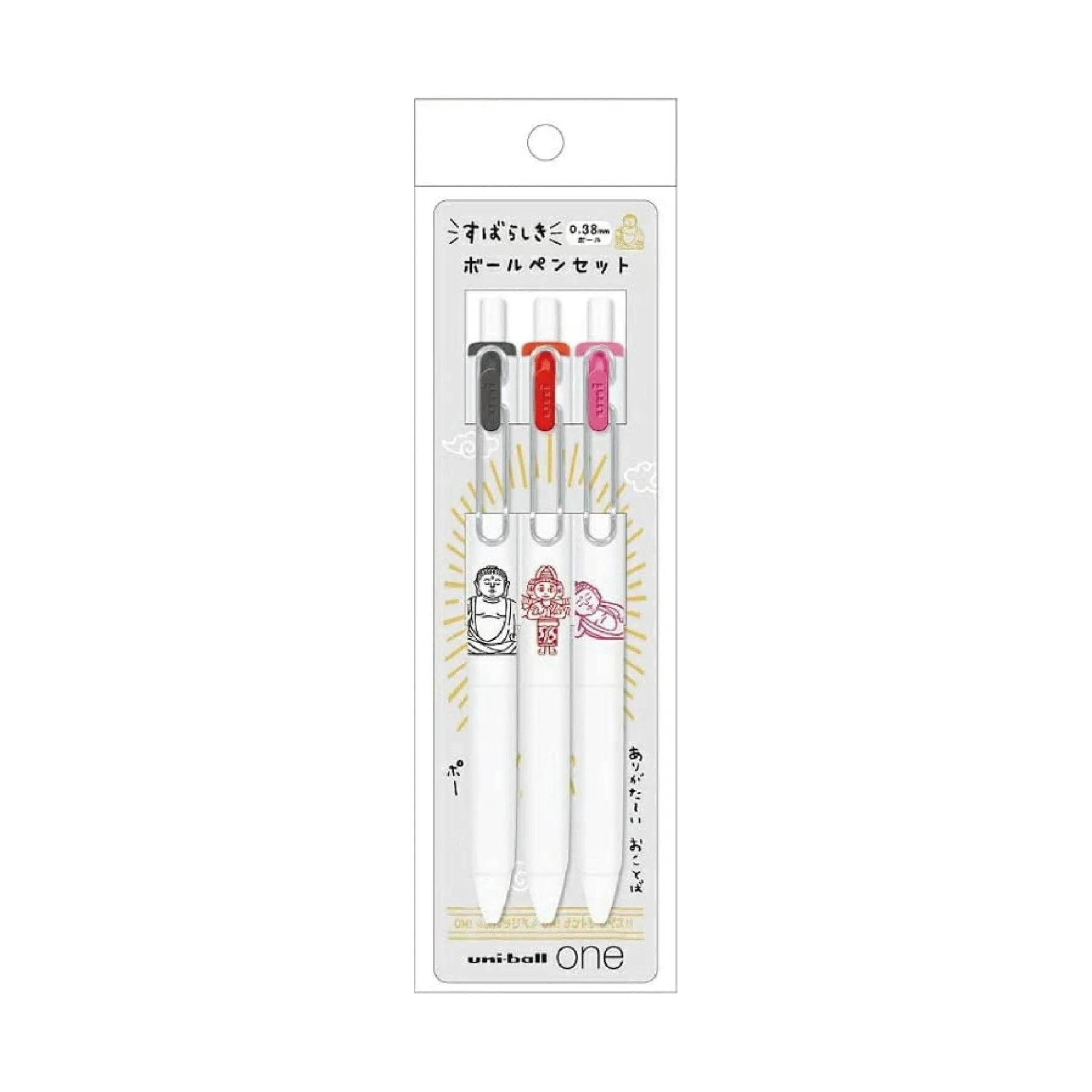 KAMIO x UNI uni-ball one 0.38mm Ancient Egypt Giant Buddha Earth Doll Wonderful Pattern Ballpoint Pen Set