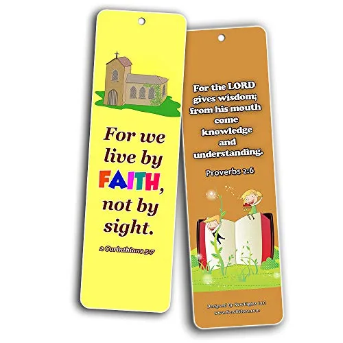 Kids Memory Verse Bookmarks About Faith Wisdom Courage (30-Pack) - Handy Memory Verses for Kids Perfect for Children?s Ministries and Sunday Schools