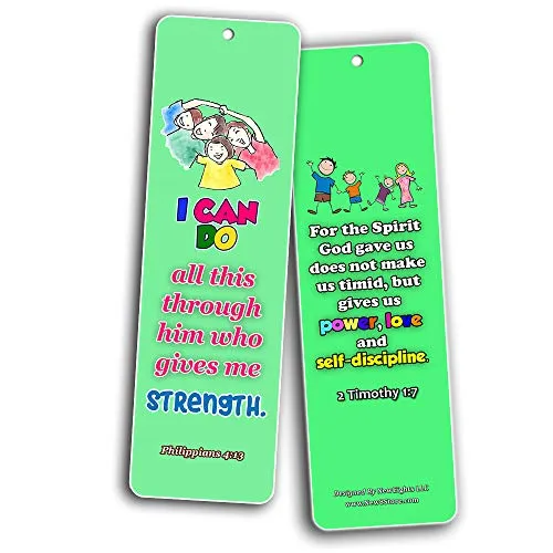 Kids Memory Verse Bookmarks About Faith Wisdom Courage (30-Pack) - Handy Memory Verses for Kids Perfect for Children?s Ministries and Sunday Schools