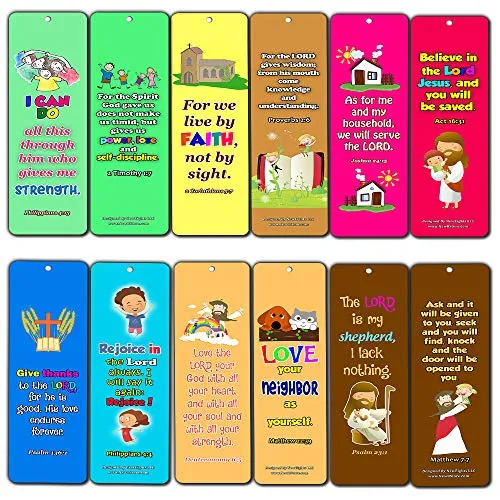 Kids Memory Verse Bookmarks About Faith Wisdom Courage (30-Pack) - Handy Memory Verses for Kids Perfect for Children?s Ministries and Sunday Schools