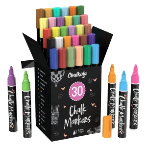 Liquid Chalk Pens | Pastel   Neon Chalk Markers | Erasable Dry Erase Pen For Whiteboards | Pack Of 30 | 6Mm