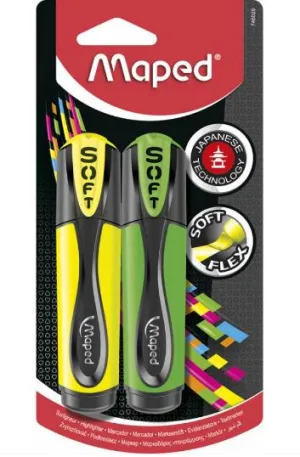 Maped Highlighter Soft Yellow Asst Color Blister Pack