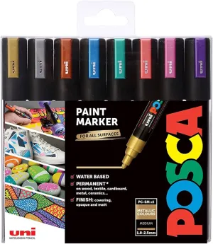 Mitsubishi 5M Uni Posca Bullet Tip Matelic Colors Marker 8 Pcs Pack