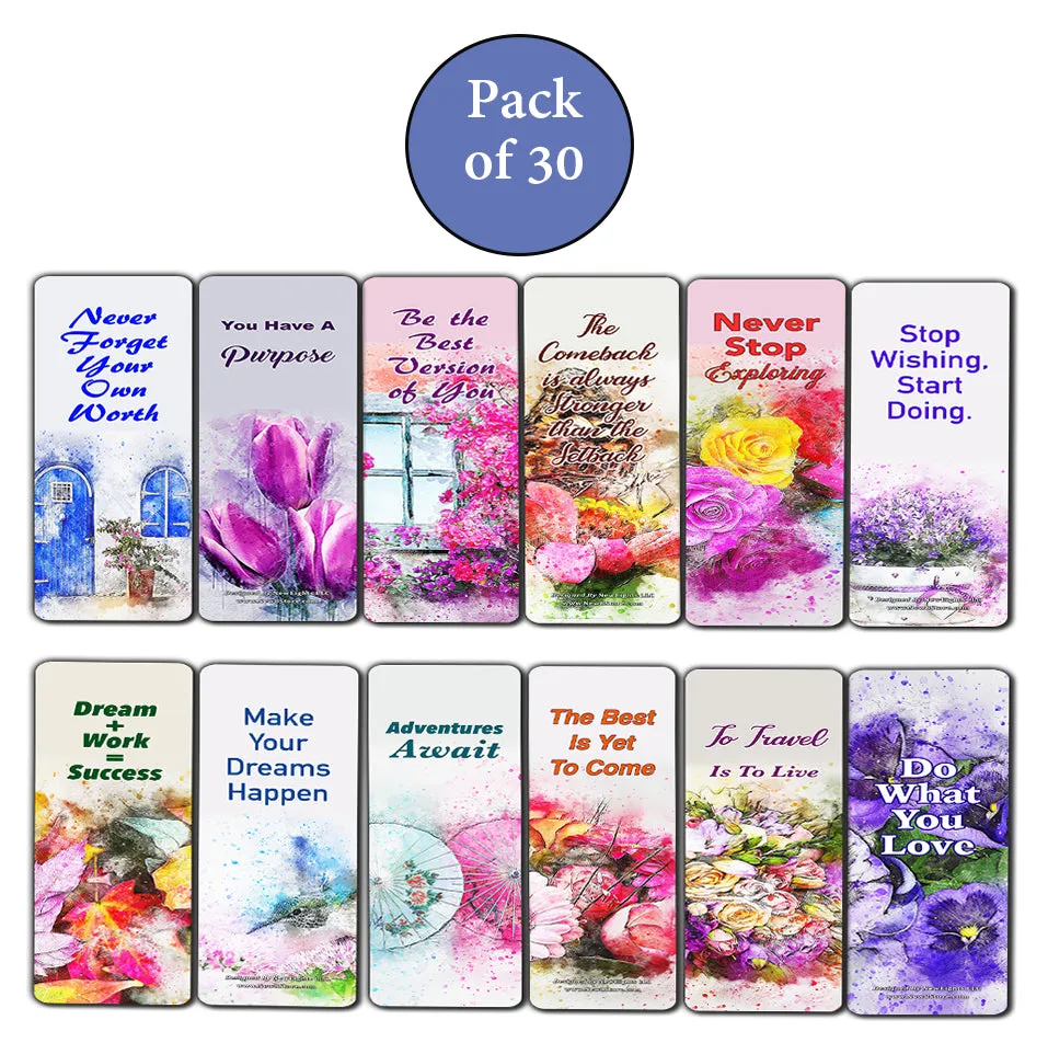 Motivational Quotes Sayings for Women (30-Pack) - Handy encouraging quotes bookmarks