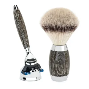 MUHLE Edition, Ancient Bog Oak & Sterling Silver Set-Gillette® Fusion™ Razor, Silvertip Fibre® Brush