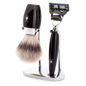 MUHLE Kosmo, Resin Black, Shaving Set - Gillette® Fusion™ 5 Razor, Silvertip Fibre® Shaving Brush