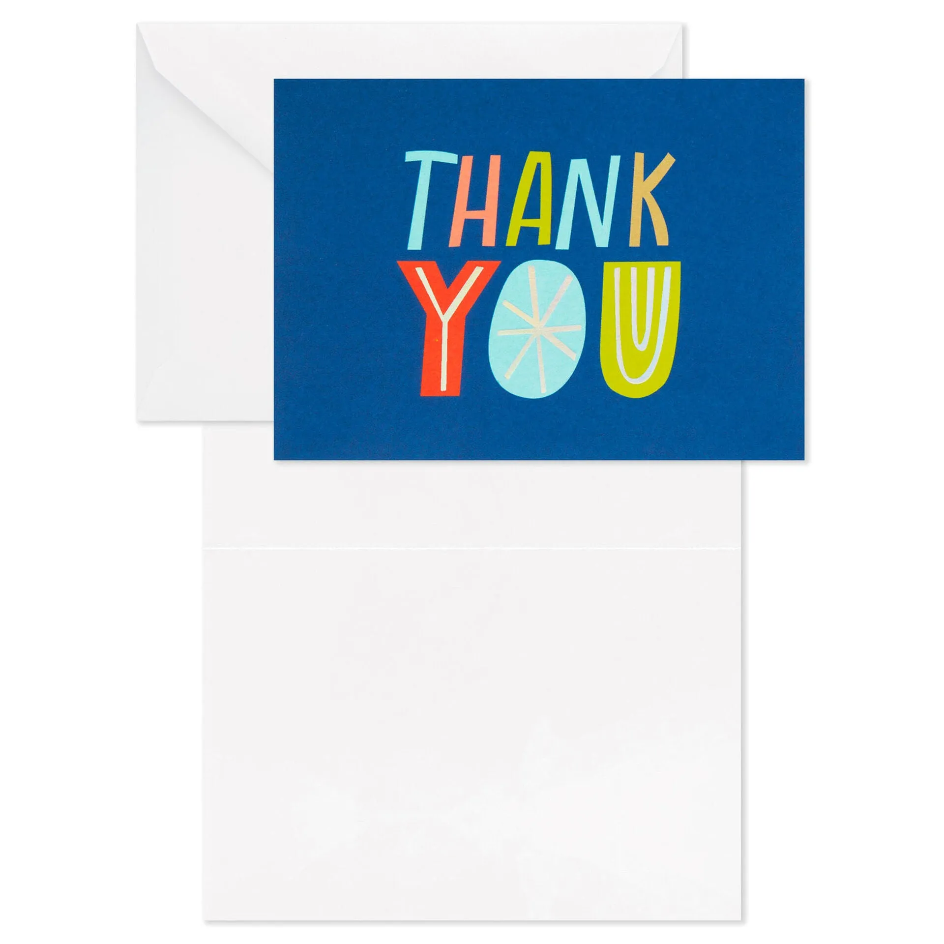 Navy and Colorful Rays Bulk Blank Thank-You Notes
