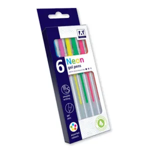 Neon Gel Pens - 6 Pack Smooth Writing Vibrant Neon Colours Artistic Projects Scrapbooking Creative Writing