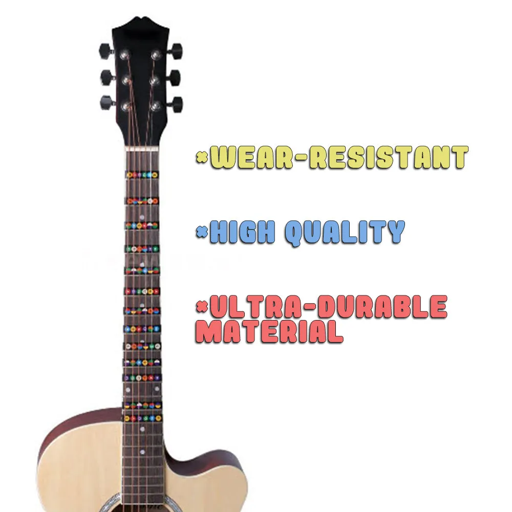 NewEights Guitar Fretboard Note Decals Sticker Color Coded Guide (2-Pack) for Guitar Beginners Gift - FREE 1 Guitar Pick - Cool Gifts for Men Women Youth Guitarists - For Electric & Acoustic Guitars