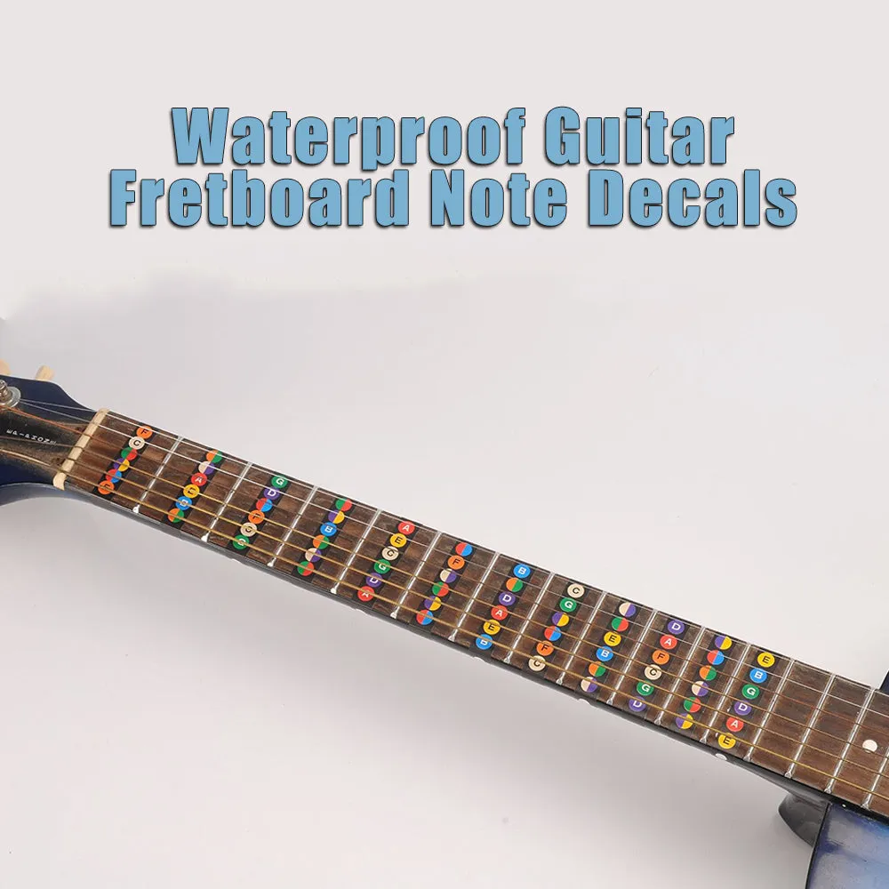 NewEights Guitar Fretboard Note Decals Sticker Color Coded Guide (2-Pack) for Guitar Beginners Gift - FREE 1 Guitar Pick - Cool Gifts for Men Women Youth Guitarists - For Electric & Acoustic Guitars