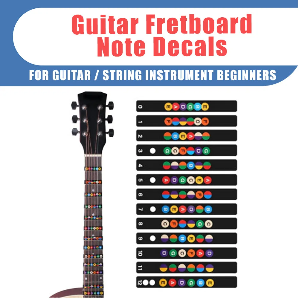 NewEights Guitar Fretboard Note Decals Sticker Color Coded Guide (2-Pack) for Guitar Beginners Gift - FREE 1 Guitar Pick - Cool Gifts for Men Women Youth Guitarists - For Electric & Acoustic Guitars