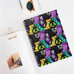 Nightmare Before Christmas Inspired Spiral Notebook - Ruled Line Gift Book Journal Patches