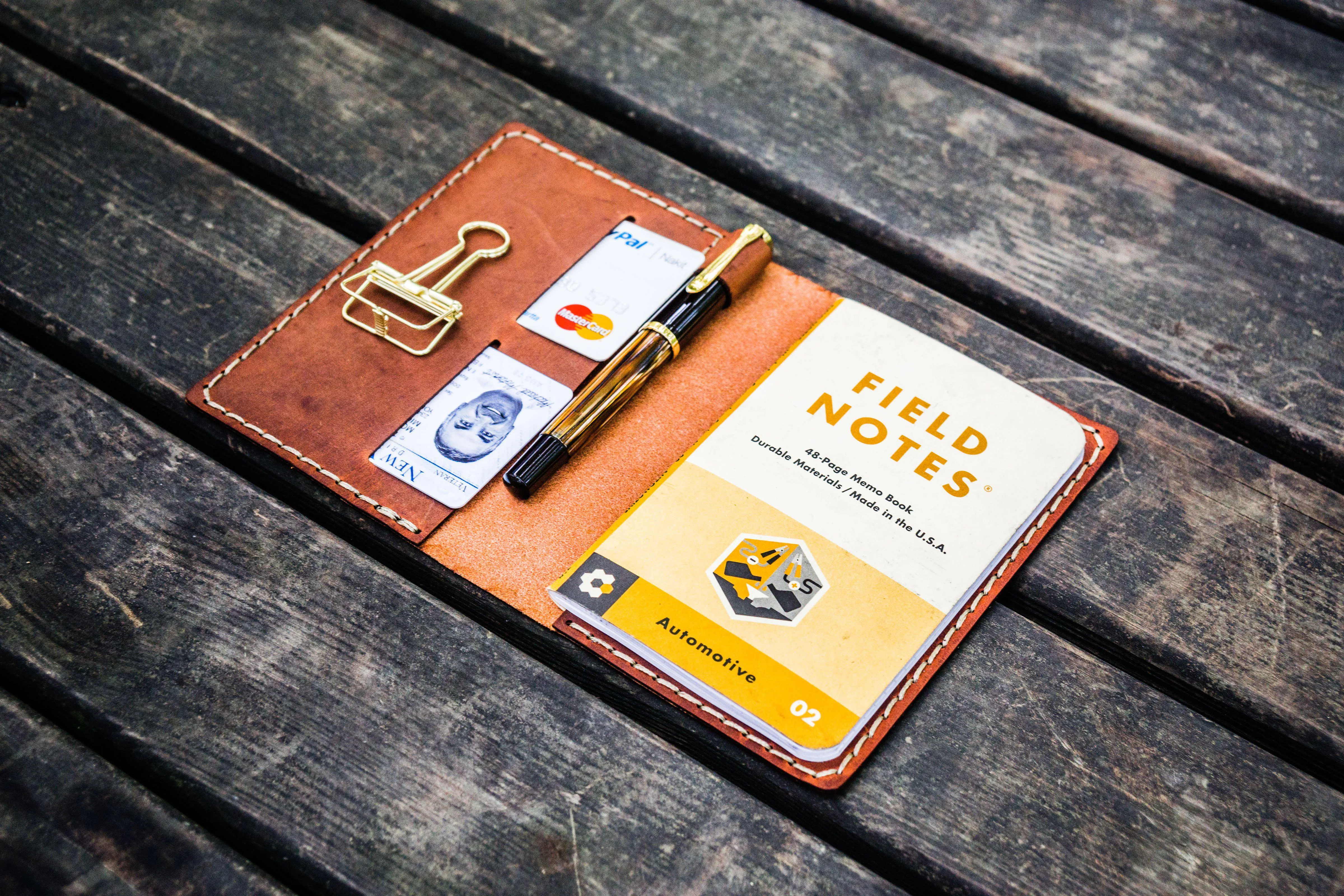 No.33 Personalized Leather Field Notes Cover - Crazy Horse Tan