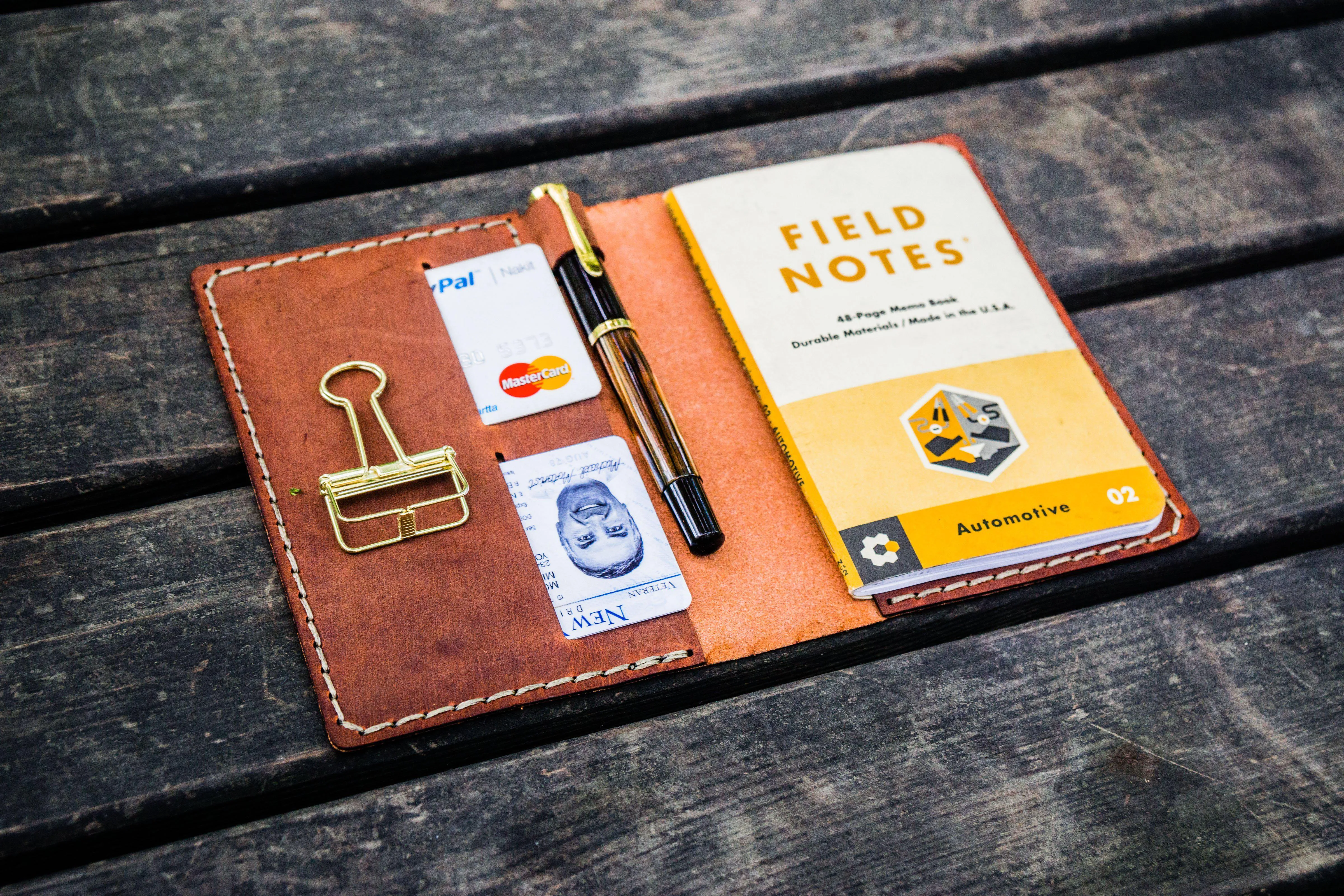 No.33 Personalized Leather Field Notes Cover - Crazy Horse Tan