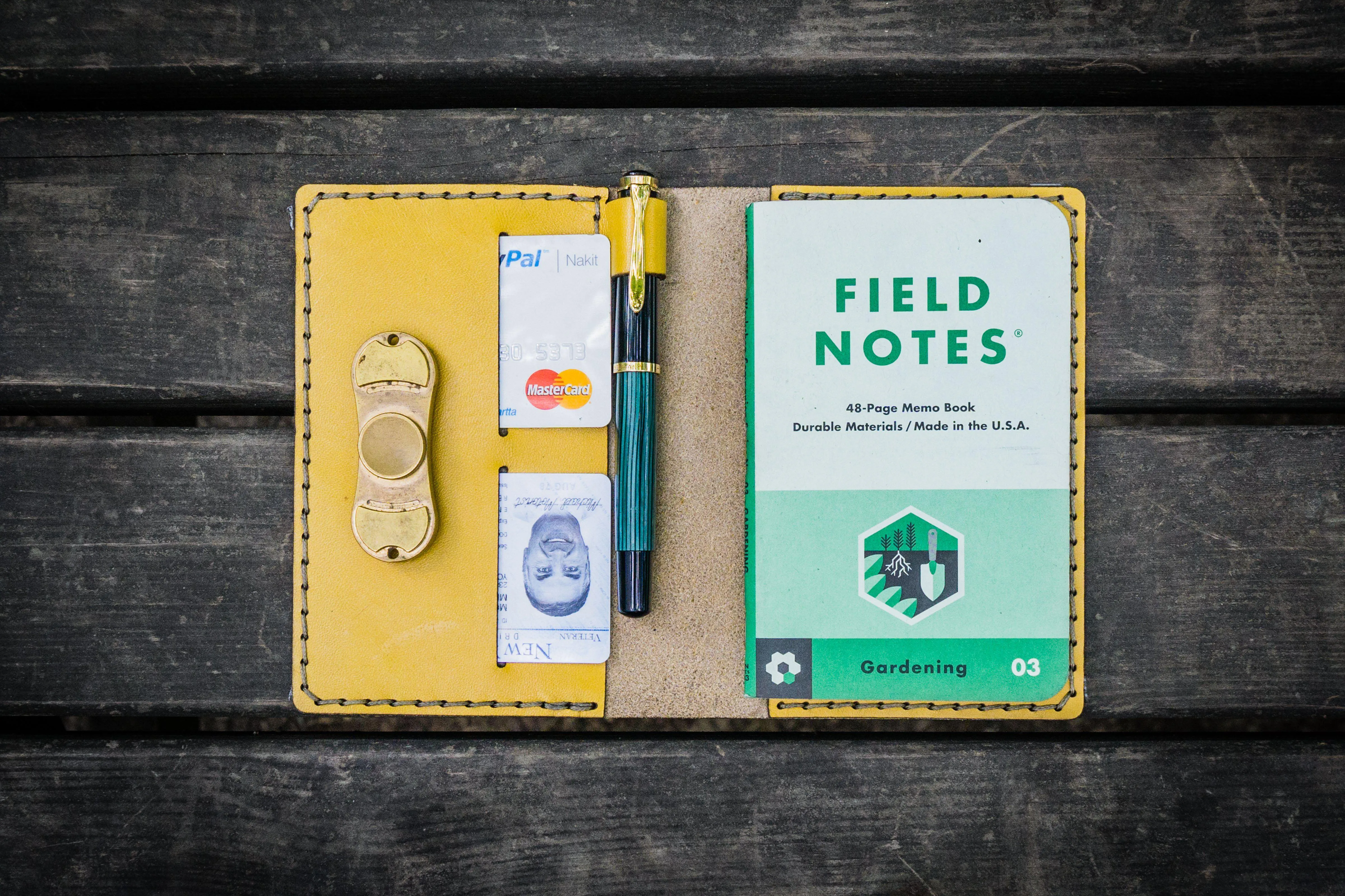 No.33 Personalized Leather Field Notes Cover - Yellow