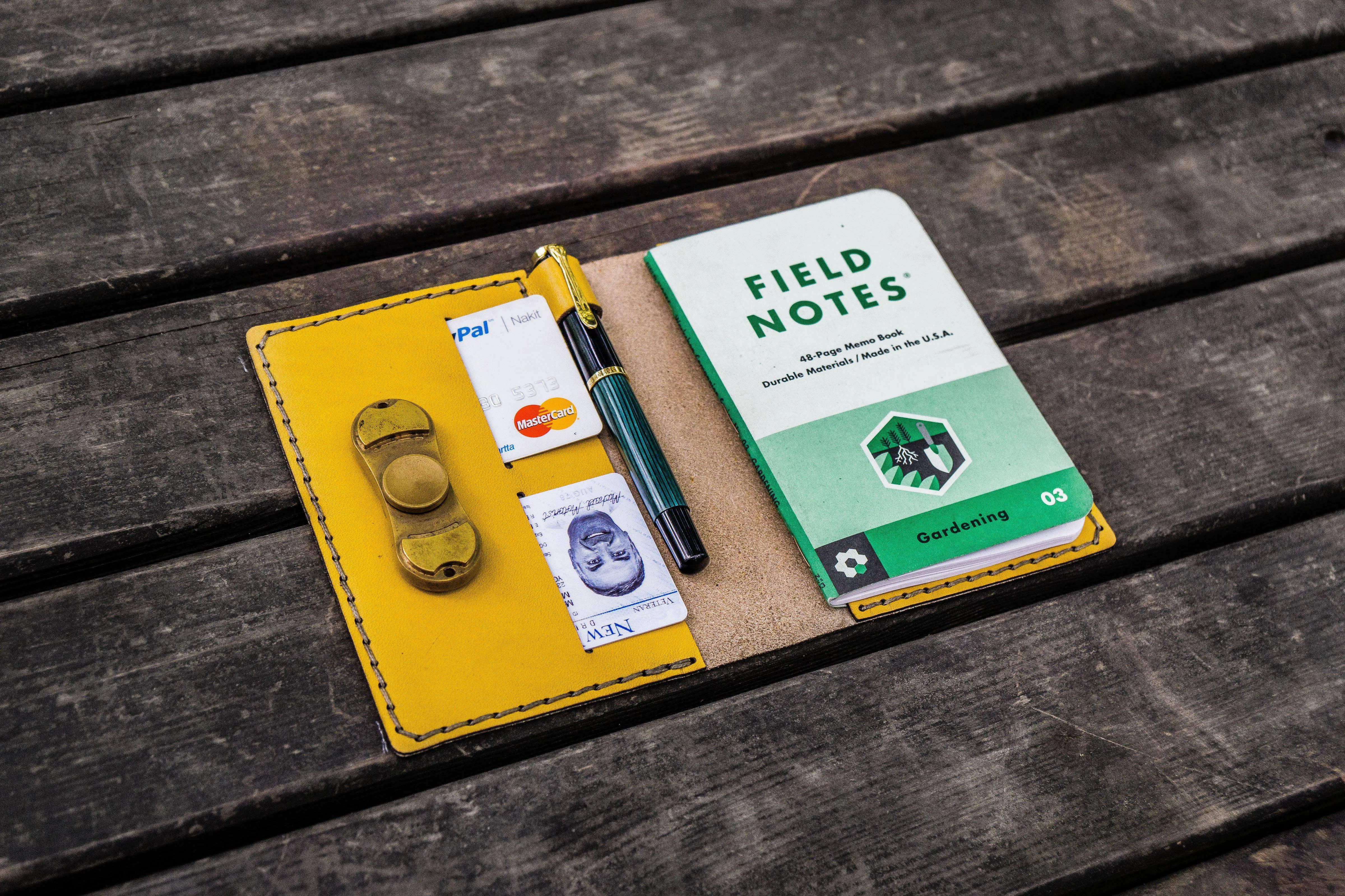 No.33 Personalized Leather Field Notes Cover - Yellow
